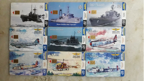 9 Tarjetas Telefonicas, Aviones,barcos,marina Y Fuerza Aerea