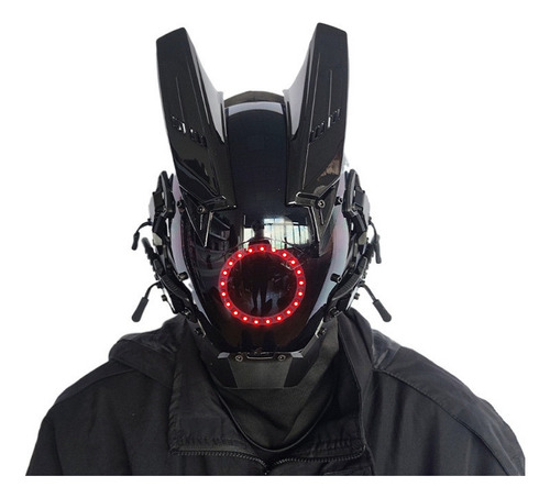 Máscara Cyberpunk Máscara De Dj Luminosa Con Alas En Las Esq