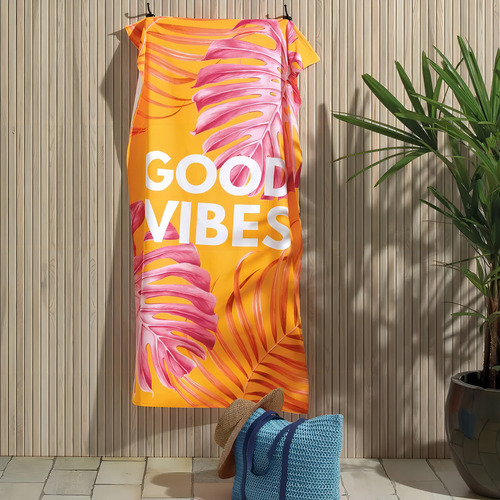Toalha Estampada Döhler Banho Toalha de praia good vibes - amarelo