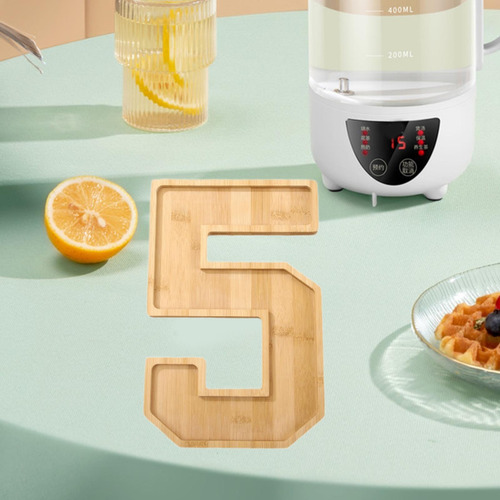 Bandeja De Madera Para Servir Con Números, Bandeja 5