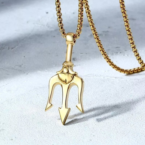 Collar Hombre Mujer Acero Inox 316l Tridente Punk Joyería