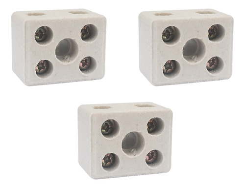 3 Conector Porcelana Cerâmica Chuveiro 50a/600v 2polo 10mm