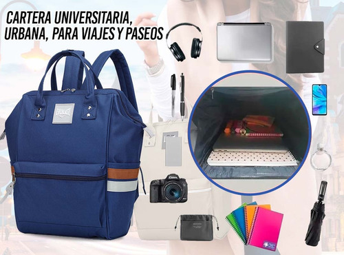 Imagen 7 de 10 de Mochila Cartera Everlast Bolsillo Anti-robo Seguridad Resistente Mujer Diseño De Moda Abertura Boca De Pez Envios