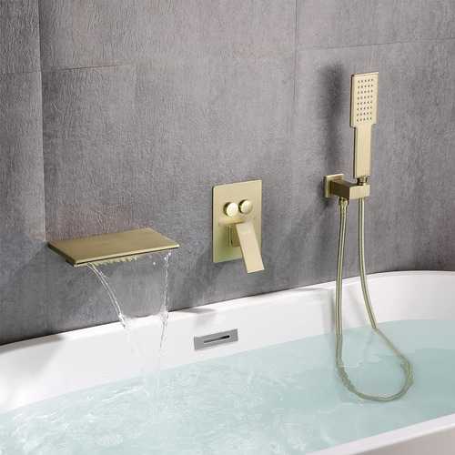 Vanfoxle Push-button Waterfall Bathtuble Faucet Con Rociador