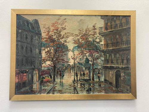 Cuadro Antiguo Pintado Al Óleo Sobre Tela Firmado Les Kraus