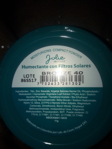 Polvo Compacto Jolie De Vogue 16h Forev - g a $2576
