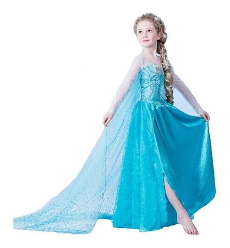 Vestido Fantasia Similar Rainha Princesa Elsa Elza Azul