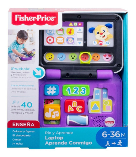Imagen 2 de 4 de Fisher Price Rie Y Aprende Laptop Fxk23 Mattel Bestoys