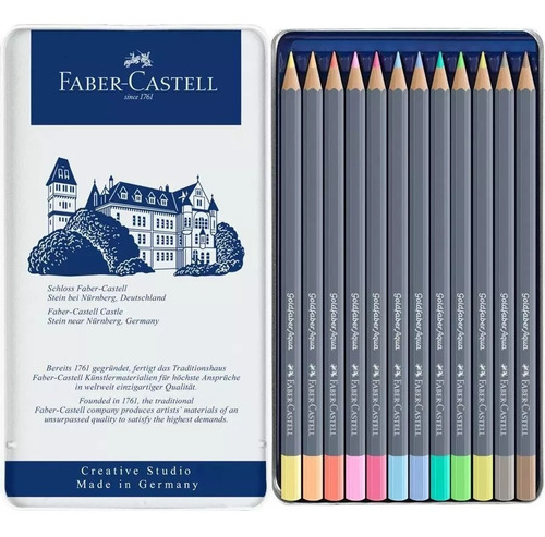 Lápiz 12 Colores Pastel Acuarelable Goldfaber Faber Castell