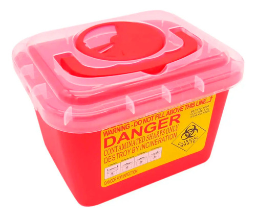 Recolector Punzocortante Contenedor De Residuos 3 Litros Rojo