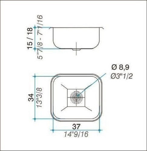 Imagen 2 de 6 de Bacha Cocina Pileta Johnson Ee37/18 37x34x18 A.430