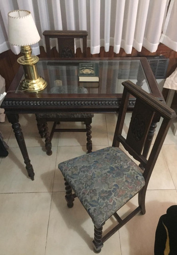 Mesa De Dormitorio O Escritorio Con 2 Sillas Estilo Colonial