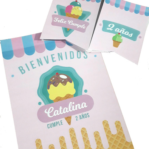 Ice Cream Partybox Helados Kit Impreso Cumple 12 Inv