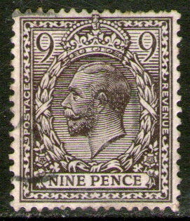 Reino Unido Sello Usado De 9 P. Rey George 5° Años 1912-22