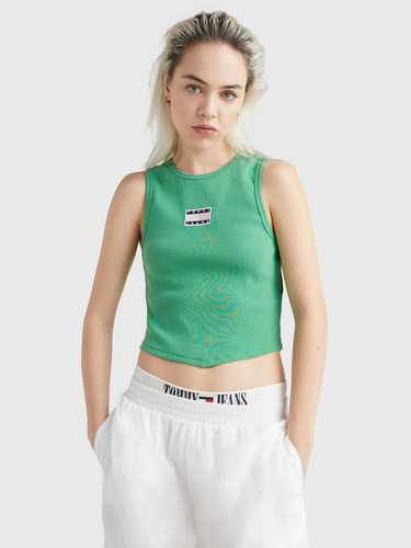 Polera Crop Con Parche Mujer Tommy Jeans Verde