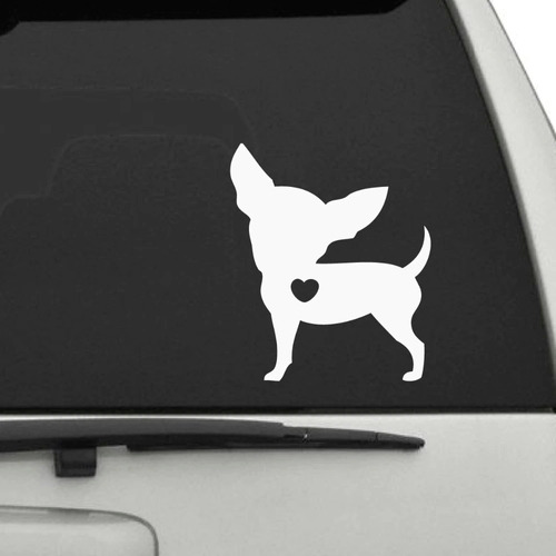 Sticker Para Auto Silueta Perro Chihuahua  Corazón 