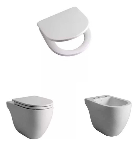 Combo Inodoro Ferrum Fontana Iocqj+bide 3 Boa3j+tapa Ttxus
