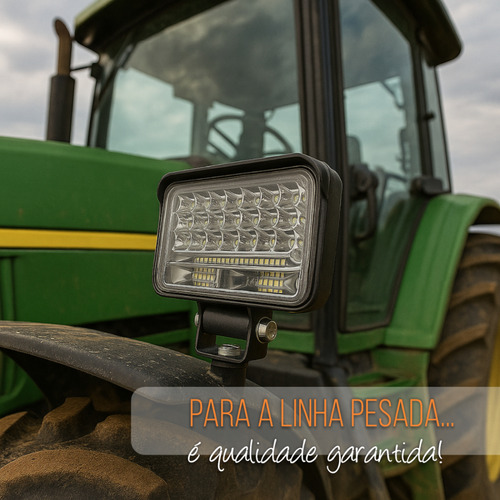 Kit 4 Farol Led 144w Retangular Caminhão Trator Off-road 4x4