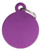Comprar Chapa Identificatoria Para Mascotas My Familly Big Round Violeta Grabado Instantáneo