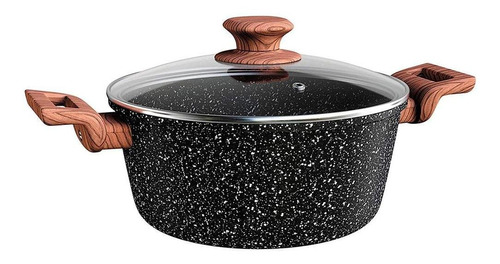 Panela Caçarola Wooden Indução Antiaderente Colorstone 24cm Cor Preto