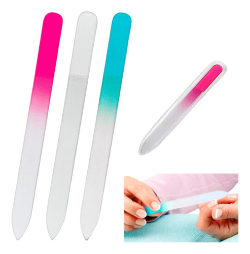 Lixa Cristal De Vidro Para Unhas Tam 14cm - Cores Variadas