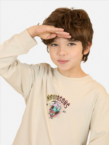 Polera Ml Sandstorm Blanco Infantil Maui And Sons