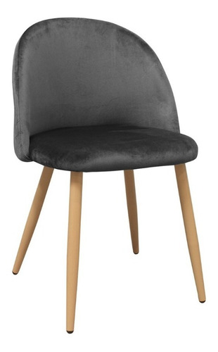 Silla Thea Macarón Tapizada En Pana Pack X 4 Unidades Estructura De La Silla Símil Madera Asiento Gris Oscuro