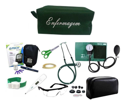 Kit Com Necessaire Enfermagem Esteto Esfigmo Glicosimetro