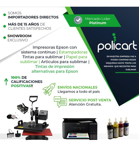Tinta Sublimacion Para Epson L380 L220 L210 Premium Policart