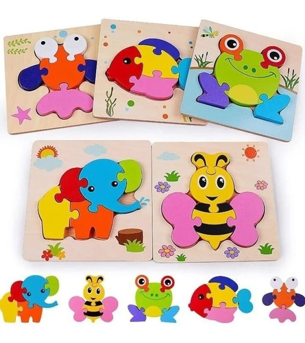 Pack 4 Rompecabezas Puzzles 3d De Madera Para Niños 