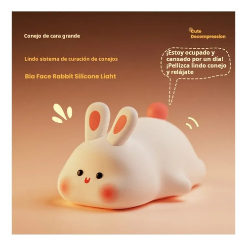 Lámpara De Noche Big Face Rabbit Con Sensor Táctil
