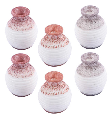 6 Peças 1:12 Vasos De Porcelana Em Miniatura Vasos De Flores