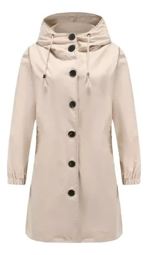 Gabardina Impermeable Chamarra Largos Dama Con Gorro Capucha