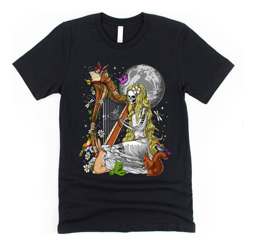 Polera Unisex Calavera Arpa Goticas Algodon Estampado