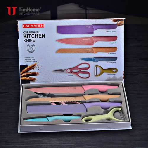Juego Set Cuchillos Cocina X 6 Piezas Colores
