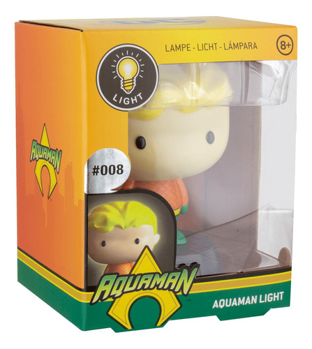 Lámpara 3d Aquaman Estructura Negro Pantalla Amarillo