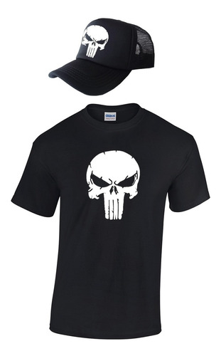 Combo Camiseta Gorra The Punisher Castigador Algodon 100% 