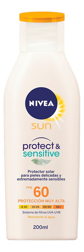 Protector solar Nivea Sun FPS 60 Protect & Sensitve en crema de 200 mL