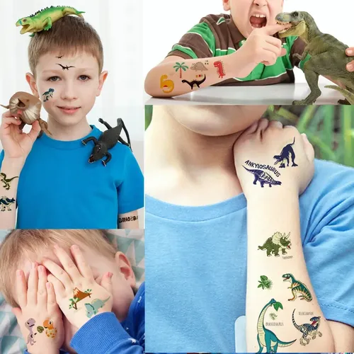 Tatuajes Temporales De Dinosaurios Que Brillan En La Oscuridad – 10 Hojas Con Más De 100 Diseños