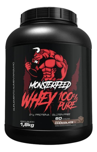 Whey 100% Pure 1,8kg Monsterfeed Sabor Chocolate