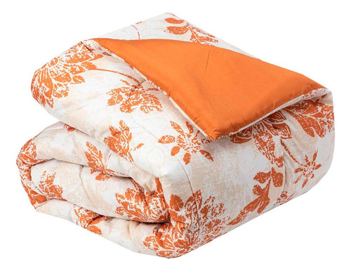 Plumon Reversible 2 Plazas Flores Terracota