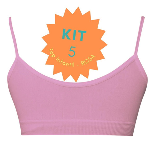 Kit 5 Sutiã Infantil Menina Top Básico Confortável