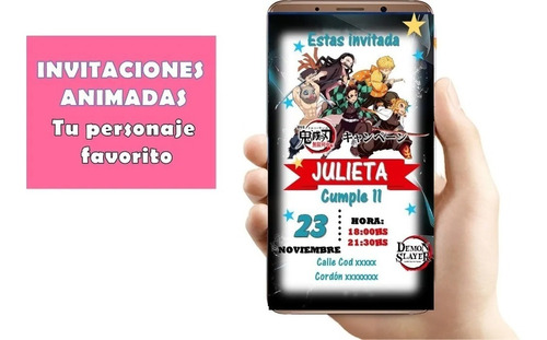 Invitacion Demon Slayer Video Tarjeta Whatsapp