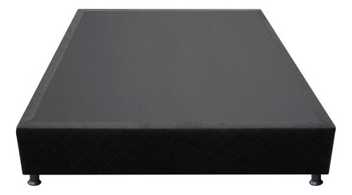 Base Box Para Cama Casal 138x188cm Liz S05 Suede Bordado Pto Cor Preto