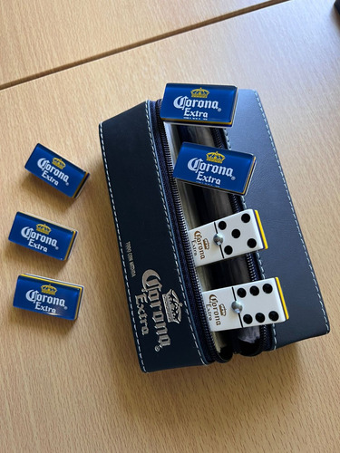 Domino Corona Fondo Azul + Cubilete + Baraja Corona Poker