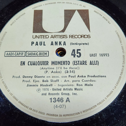 Simple Paul Anka United Artists Records C7