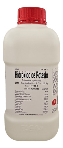 Potasa En Escamas O Hidrox De Potasio, R. A. 2.5 Kg