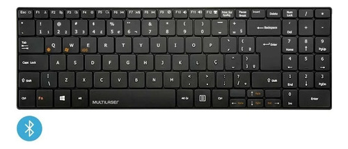 Teclado Multimídia Bluetooth Sem Fio Tc220 Multilaser Cor de teclado Preto Idioma Português Brasil