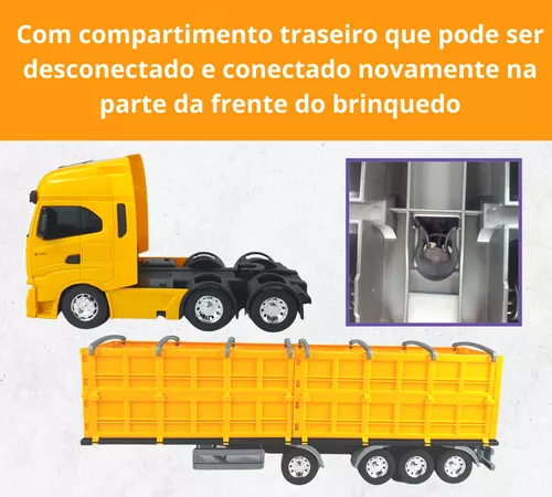 Caminhão De Brinquedo Iveco Hi-Way Articulado Bau Abre e Fecha em