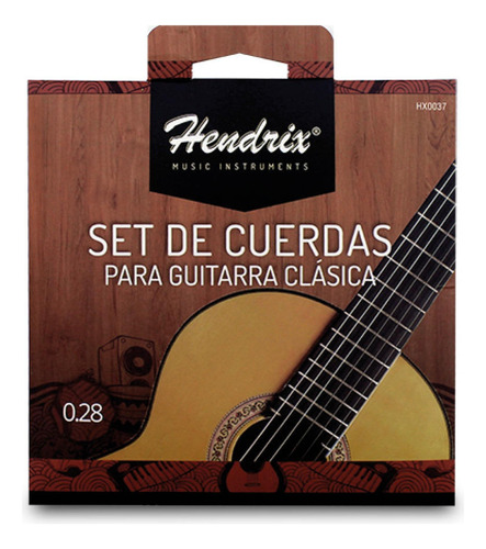 Cuerda De Guitarra Clasica Hendrix Nylon Cristal 0.28 Hx0037